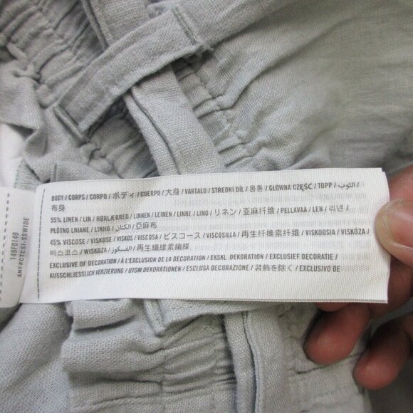 Abercrombie & Fitch Paperbag Shorts Women L Gray Linen Blend Belted Summer 284 - Picture 5 of 12